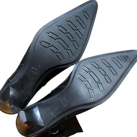 Circa Joan & David Black Pointed Toe & Heel Black Leather Witchy Punk Ankle Boot - Picture 6 of 9